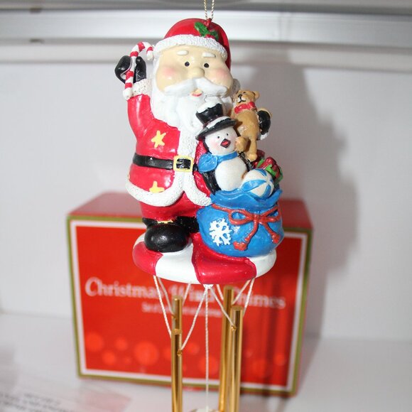 Set of 2 Santa & Snowman Wind Chime Ornaments New in Box - Picture 5 of 7
